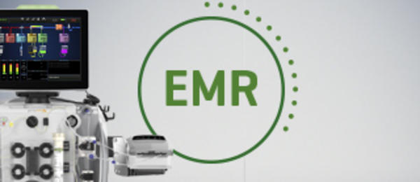 PrisMax 2 machine with EMR text displayed in a circle