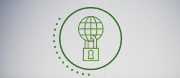 Icon with a lock and a grid in a circle