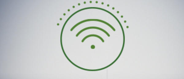 Icon showing wifi in a circle with small dots around it				